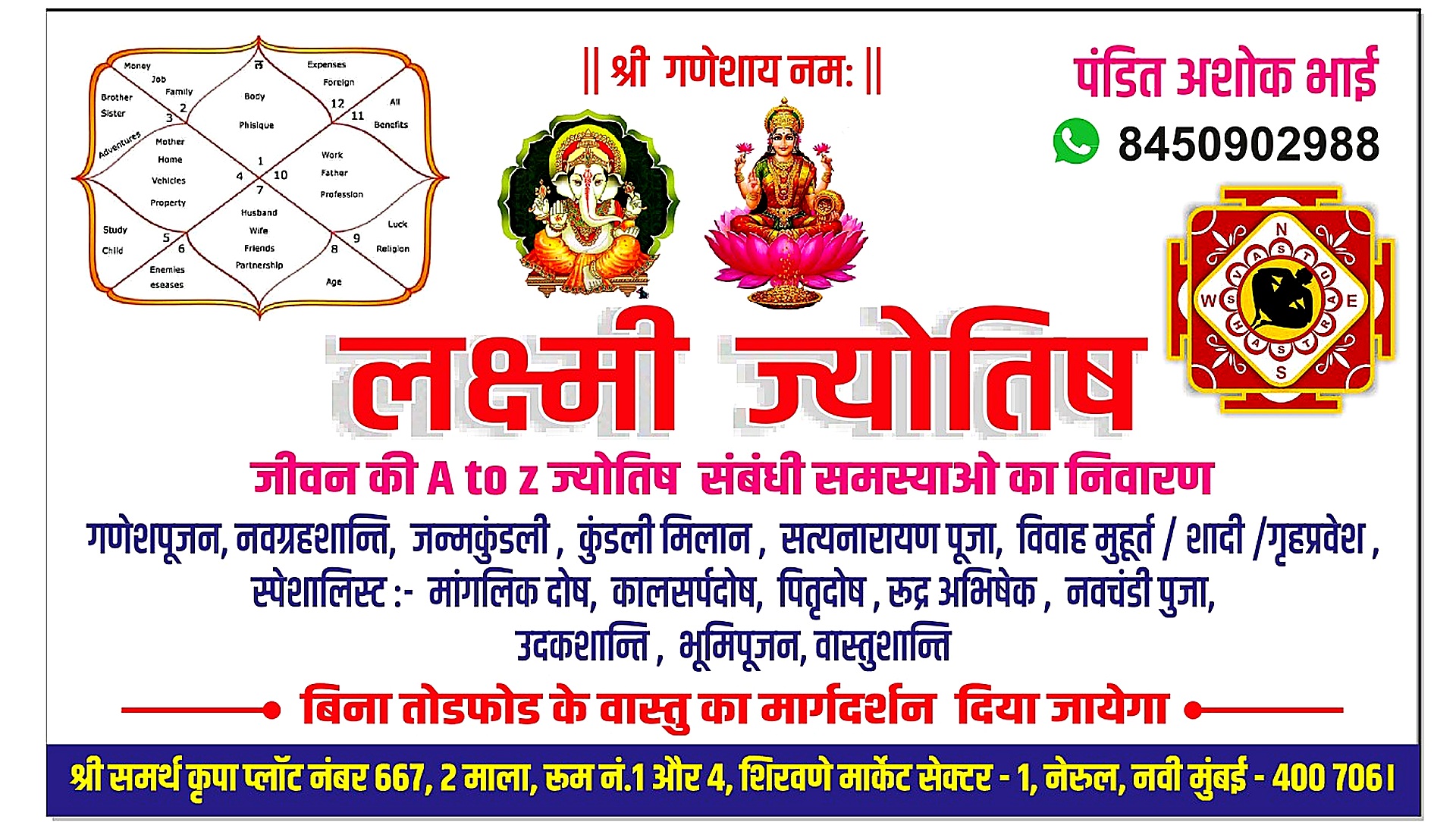 Laxmi Jyotish services banner — Pandit Ashok Bhai, Nerul East, Navi Mumbai